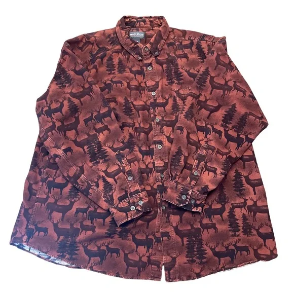 Woolrich Mens Flannel Deer Woods Print Button Down Sz 2XL - Picture 5 of 8